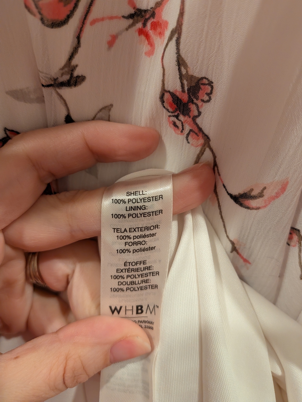White House Black Market White Floral High-Low Dress with Pink Accents - Picture 5 of 7